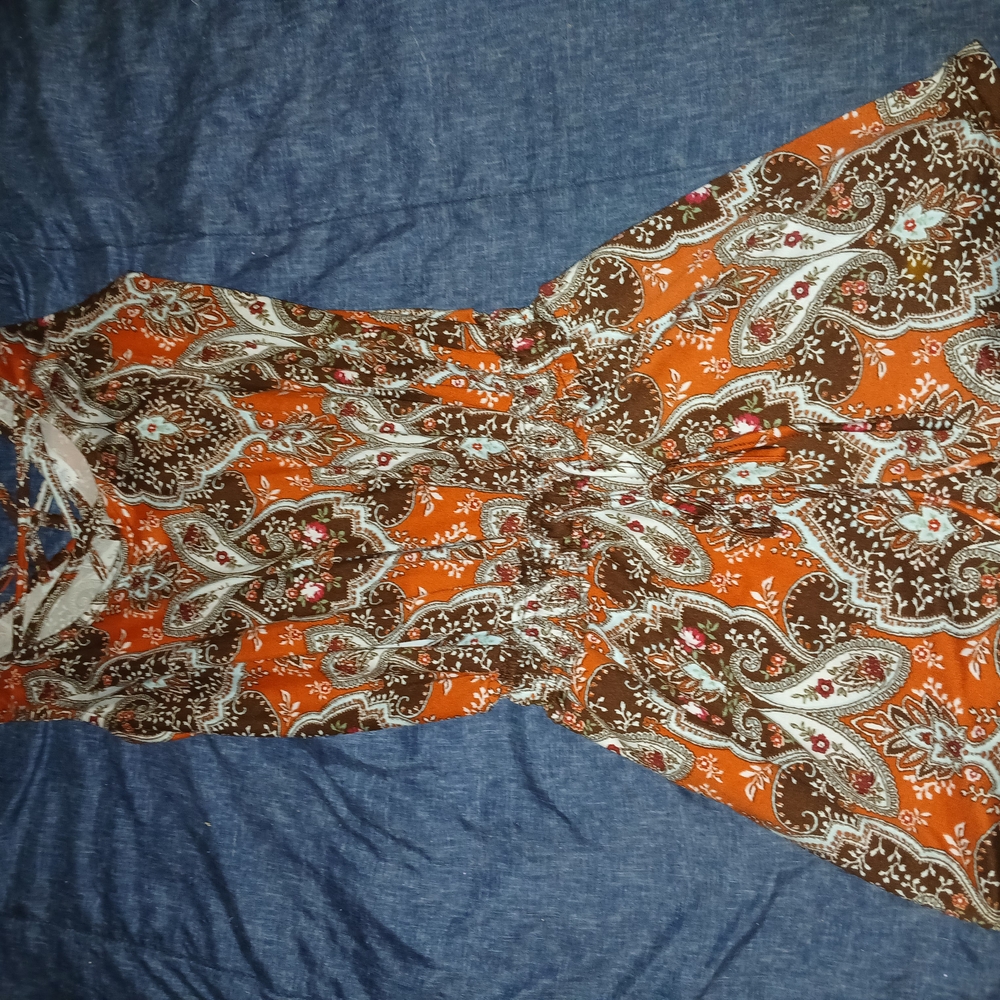 Paisley Print Jumper in Orange and Brown